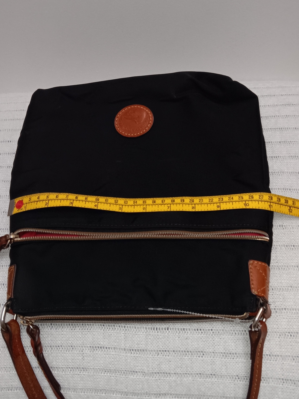 Dooney & Bourke Black Crossbody with Brown Leather Trim